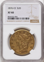 1876-CC $20 Liberty Double Eagle NGC XF40
