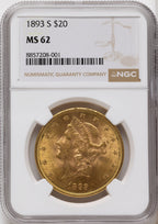 1893-S $20 Liberty Double Eagle NGC MS62