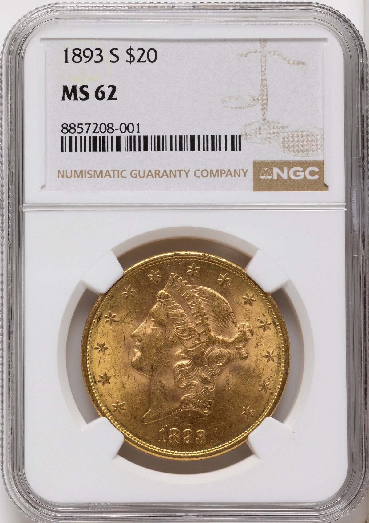 1893-S $20 Liberty Double Eagle NGC MS62