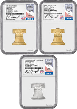 2026-P Freedom Ringing Liberty Bell 3-Coin Set FDI PR70 Harrigal 250 Label