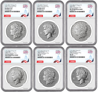 2026 Morgan & Peace Dollar 250th Anniversary 6-Coin Set FDI NGC MS70/PF70 Congress