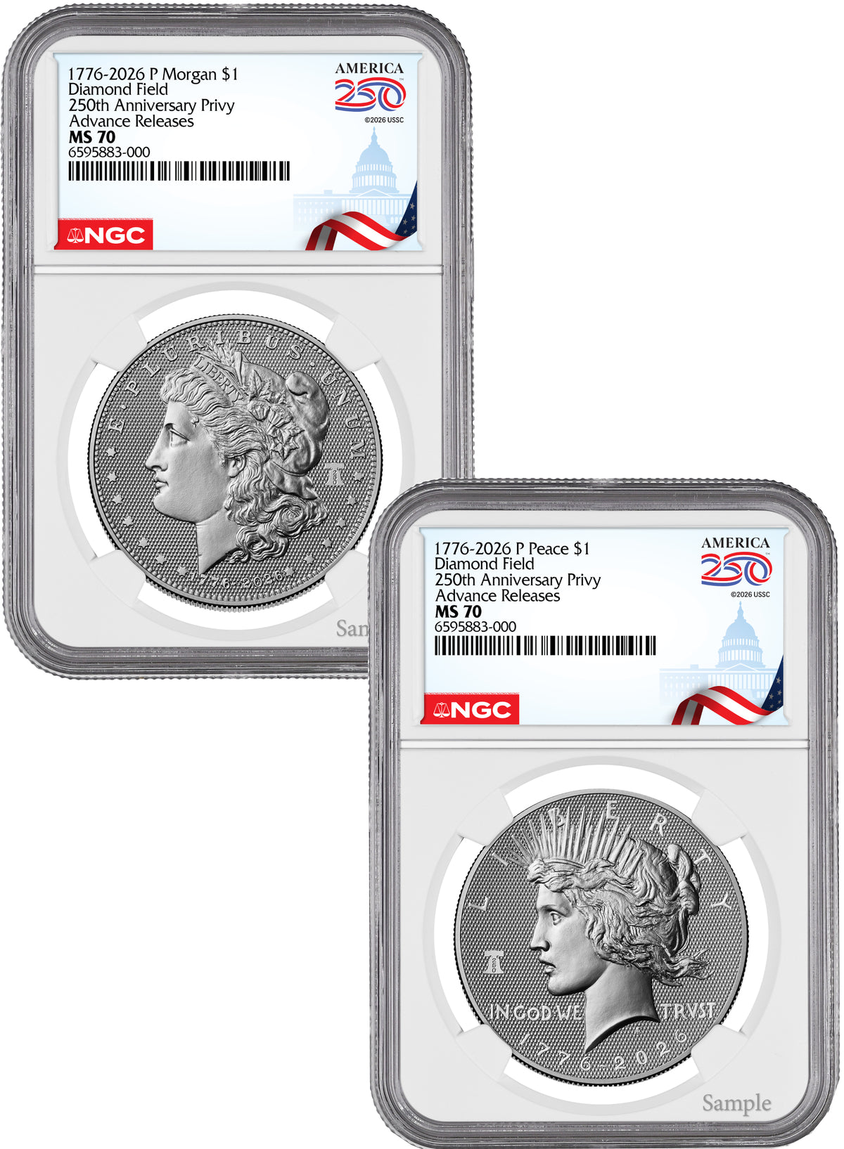 2026-P Morgan & Peace Dollar Diamond Field Two-Coin Set AR NGC MS70 Congress