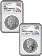 2026-P Morgan & Peace Dollar Diamond Field Two-Coin Set AR NGC MS70 Harrigal