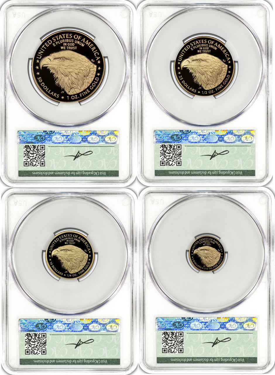2026-W Proof Gold Eagle 250 Liberty Bell 4-Coin Set AD CAC PR70 (1776-2026) Founders