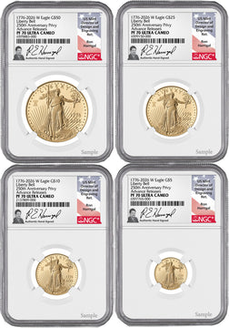 2026-W Proof Gold Eagle Liberty Bell 4-Coin Set AR NGC PF70 Harrigal (1776-2026)