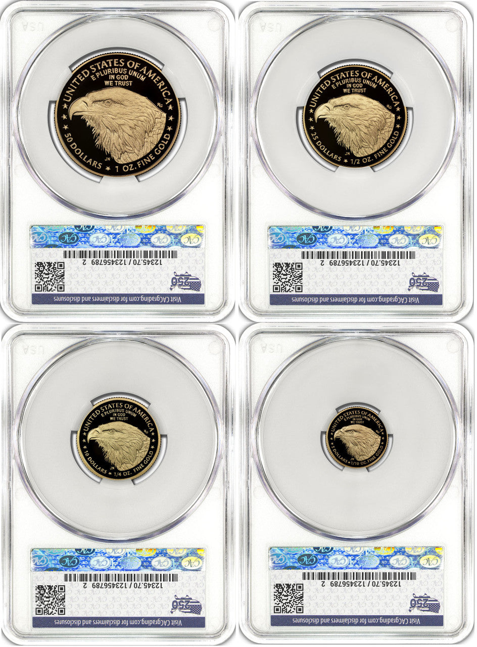2026-W Proof Gold Eagle 250 Liberty Bell 4-Coin Set FDD CAC PR70 (1776-2026)