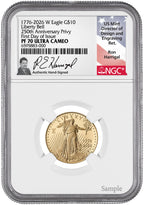 2026-W 1/4 oz Proof Gold Eagle 250 Liberty Bell FDI NGC PF70 Harrigal (1776-2026)