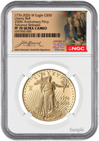 2026-W 1 oz Proof Gold Eagle 250 Liberty Bell AR NGC PF70 (1776-2026) Hancock