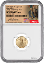 2026-W 1/10 oz Proof Gold Eagle 250 Liberty Bell FDI NGC PF70 (1776-2026) Hancock