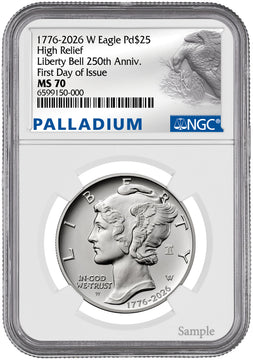2026-W (1776-2026) $25 Dual Date Liberty Bell Privy Palladium Eagle FDI NGC MS70