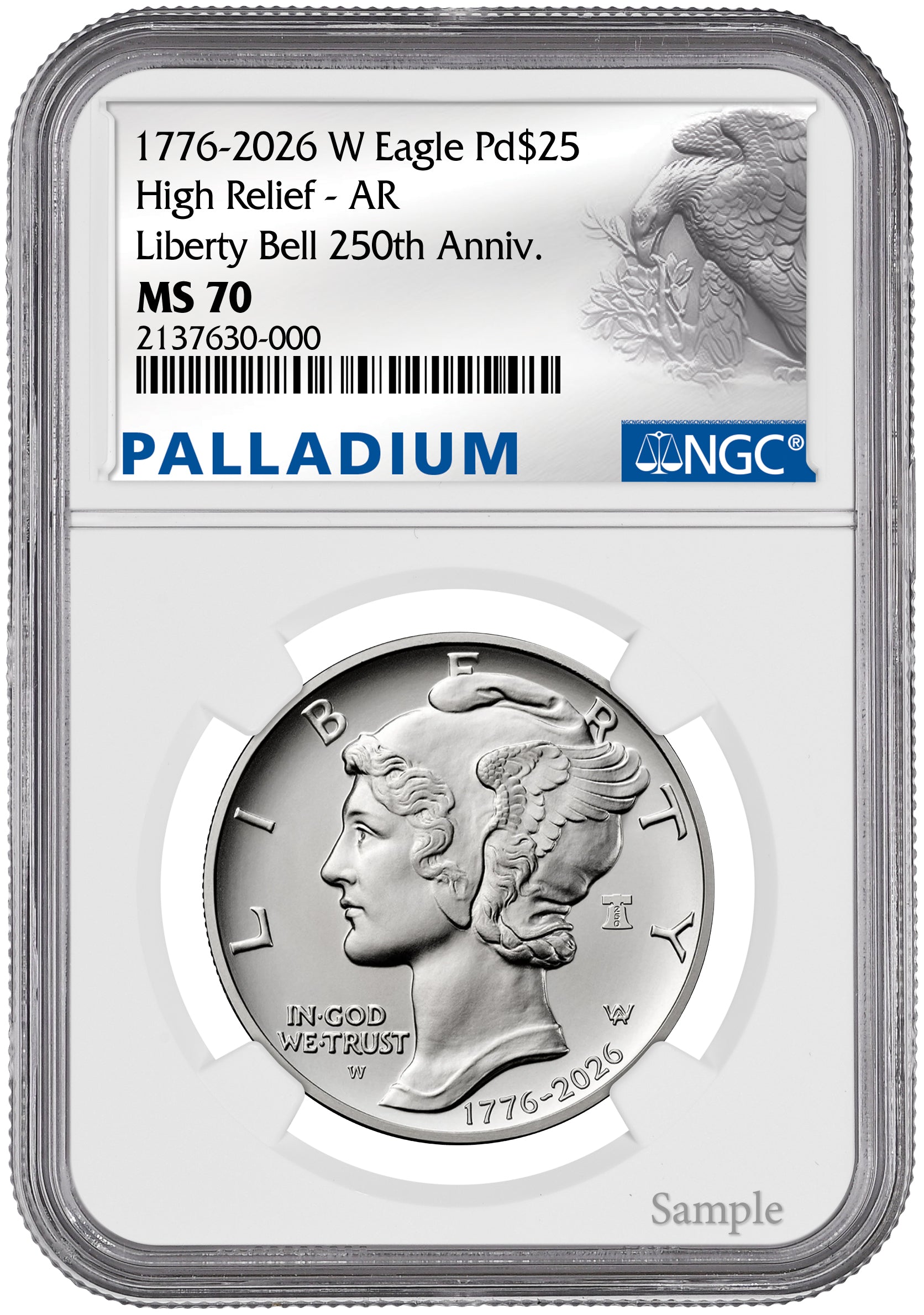 2026-W (1776-2026) $25 Dual Date Liberty Bell Privy Palladium Eagle AR NGC MS70