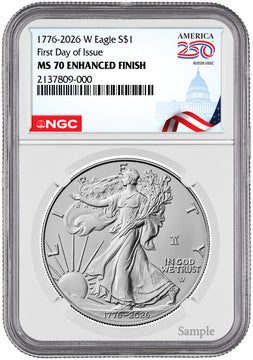 2026-W Enhanced Silver Eagle 250 FDI NGC MS70 (1776-2026) Capital