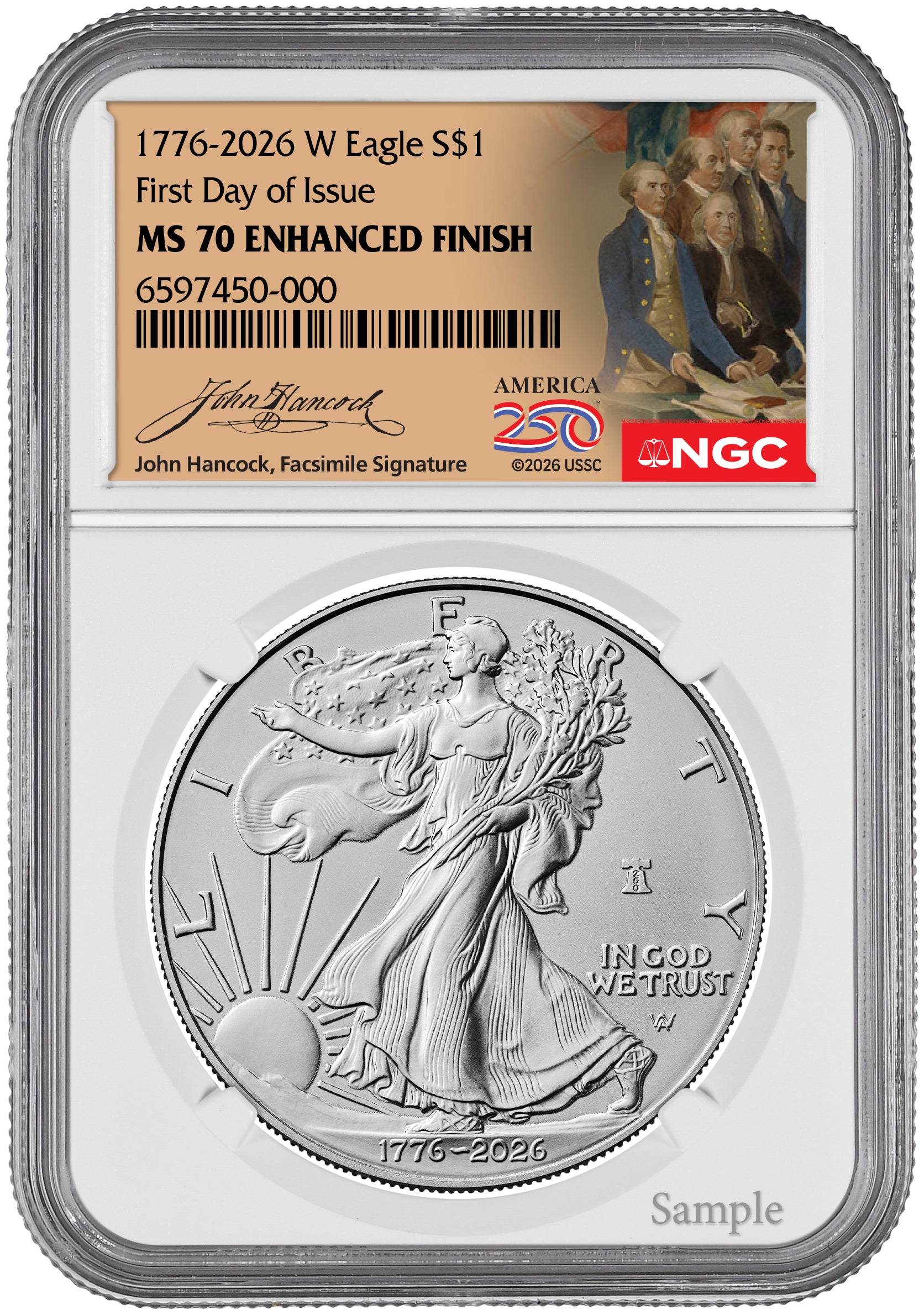 2026-W Enhanced Silver Eagle First Day of Issue NGC MS70 Hancock