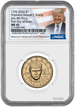 2026 President Donald J. Trump Semiquincentennial July 4th Privy FDI NGC MS65 Trump