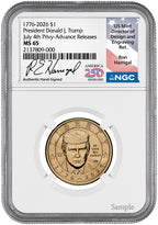 2026 (1776-2026) President Donald J. Trump $1 July 4th Privy AR NGC MS65 Harrigal