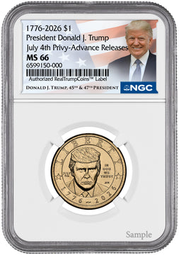 2026 President Donald J. Trump Semiquincentennial July 4th Privy AR NGC MS66 Trump