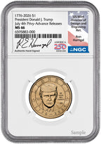 2026 (1776-2026) President Donald J. Trump $1 July 4th Privy AR NGC MS66 Harrigal