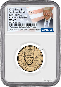 2026 President Donald J. Trump Semiquincentennial July 4th Privy AR NGC MS67 Trump