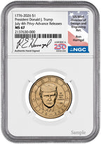 2026 (1776-2026) President Donald J. Trump $1 July 4th Privy AR NGC MS67 Harrigal