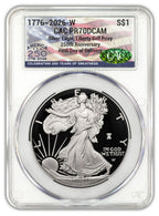2026 W Silver Eagle Liberty Bell Flag 250 Privy FDD CAC PR70 (1776–2026)