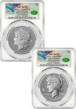 2026-P Morgan and Peace Dollar Diamond Field Two-Coin Set AD CAC MS70 Founders