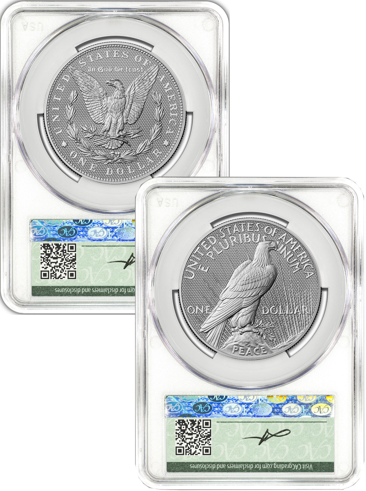 2026-P Morgan and Peace Dollar Diamond Field Two-Coin Set AD CAC MS70 Founders