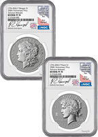 2026-P Morgan and Peace Dollar Reverse Proof Two-Coin Set NGC PF70 Advanced Releases Harrigal America 250 Label