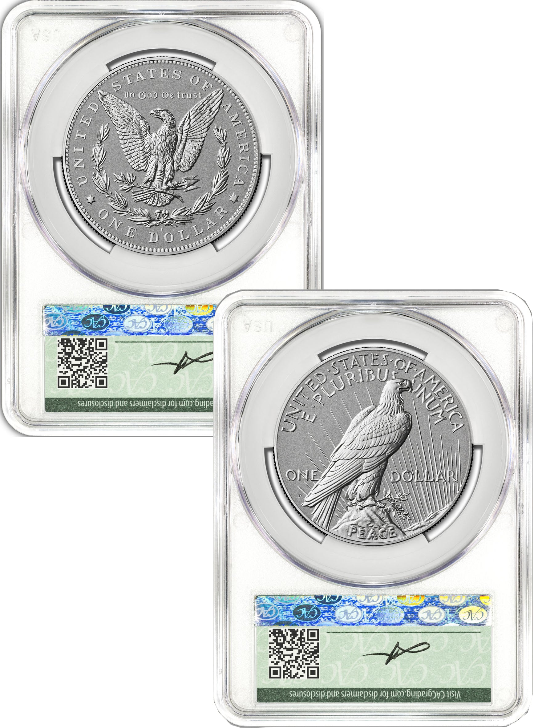 2026-P Morgan and Peace Dollar Reverse Proof 2-Coin Set CAC PR70