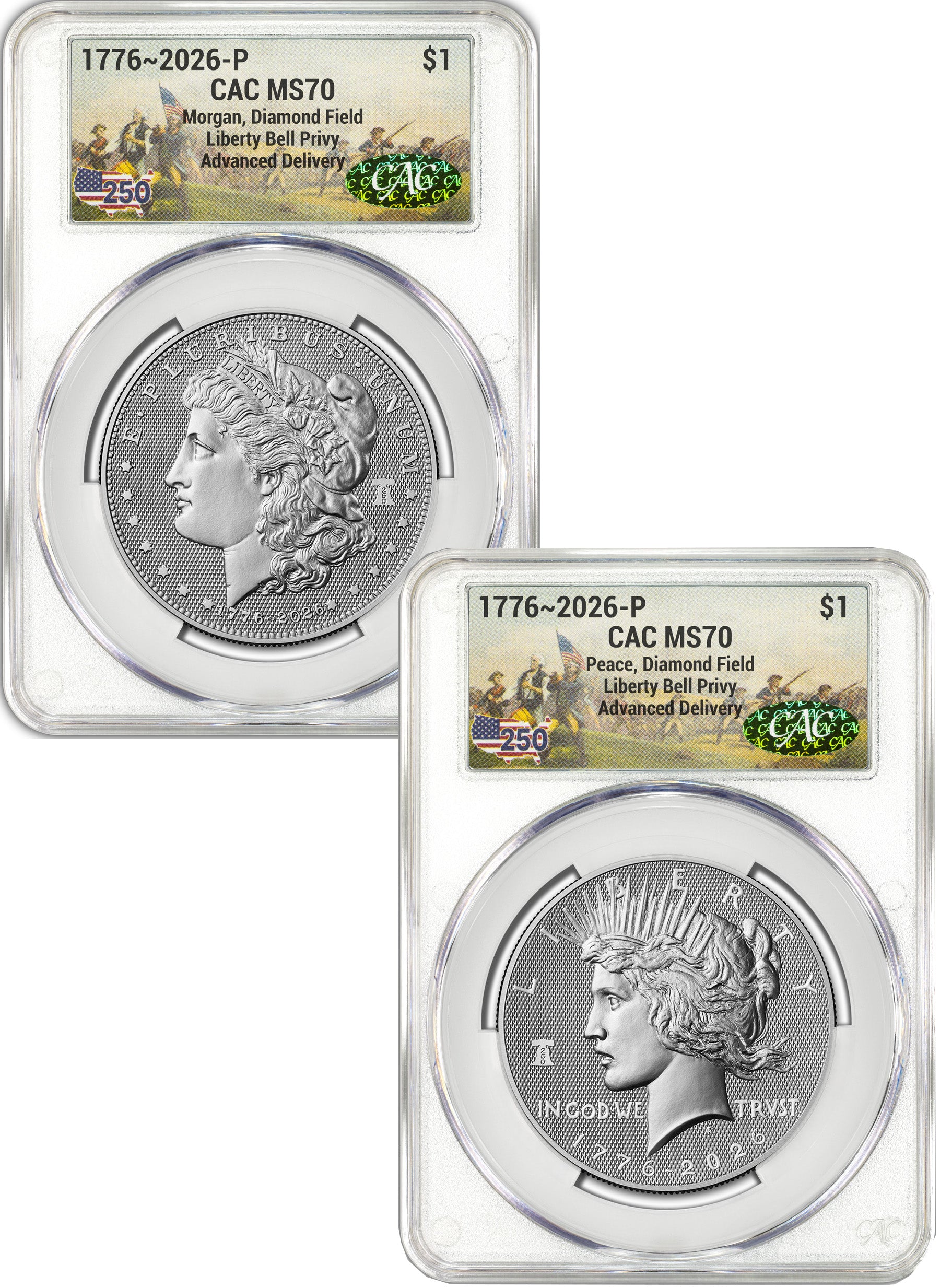 2026-P Morgan and Peace Dollar Diamond Field Two-Coin Set AD CAC
