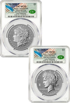 2026-P Morgan and Peace Dollar Diamond Field Two-Coin Set FDD CAC MS70 Founders