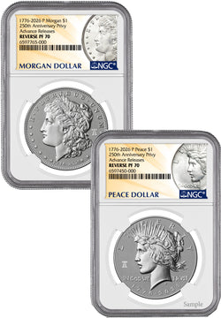 2026-P Morgan and Peace Dollar Reverse Proof 2-Coin Set NGC PF70 Advanced Releases