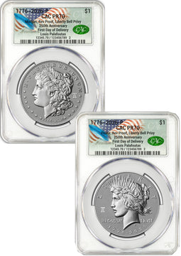 2026-P Morgan and Peace Dollar Reverse Proof 2-Coin Set CAC PR70 FDD Founders Label