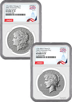 2026-P Morgan and Peace Dollar Reverse Proof Two-Coin Set NGC PF70 First Day of Issue America 250 Label