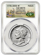 2026-W (1776-2026) $25 Dual Date Liberty Bell Privy Palladium Eagle AD CAC MS70 Battlefield
