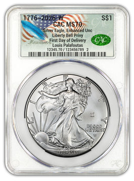 2026-W Enhanced Silver Eagle 250 FDD CAC MS70 (1776-2026) Founders