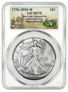 2026-W Enhanced Silver Eagle 250 AD CAC MS70 (1776-2026) Battlefield