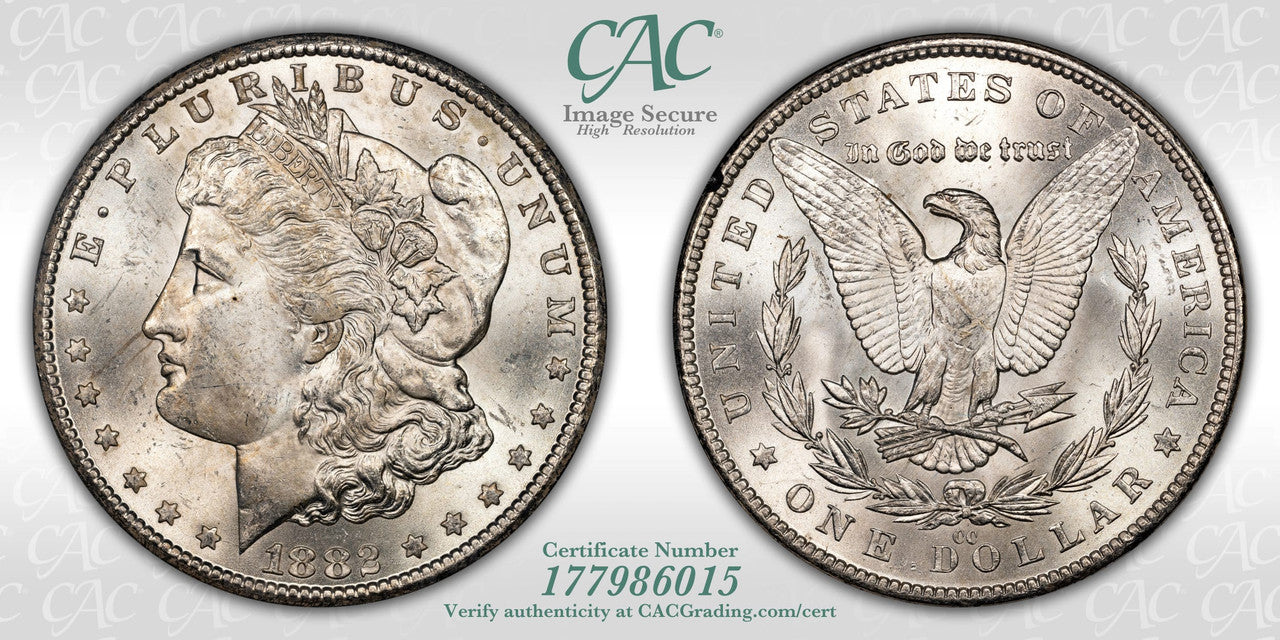 1882-CC $1 GSA Treasure Hoard Morgan Dollar CACG MS63