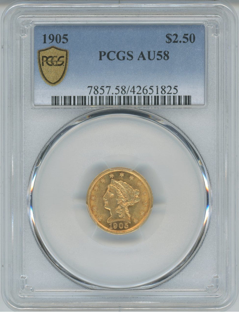 1905 $2.50 Liberty Quarter Eagle PCGS AU58