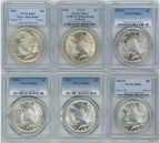 1921-1935 Peace Dollar PCGS Mint State 24 Coin Set