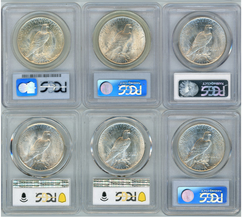 1921-1935 Peace Dollar PCGS Mint State 24 Coin Set