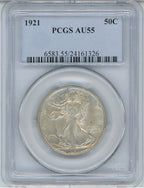 1921 50C Walking Liberty Half Dollar PCGS AU55