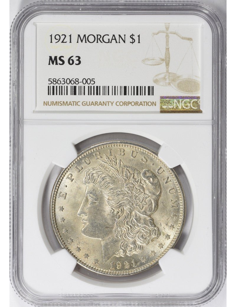 1921 Silver Morgan Silver Dollar NGC MS63