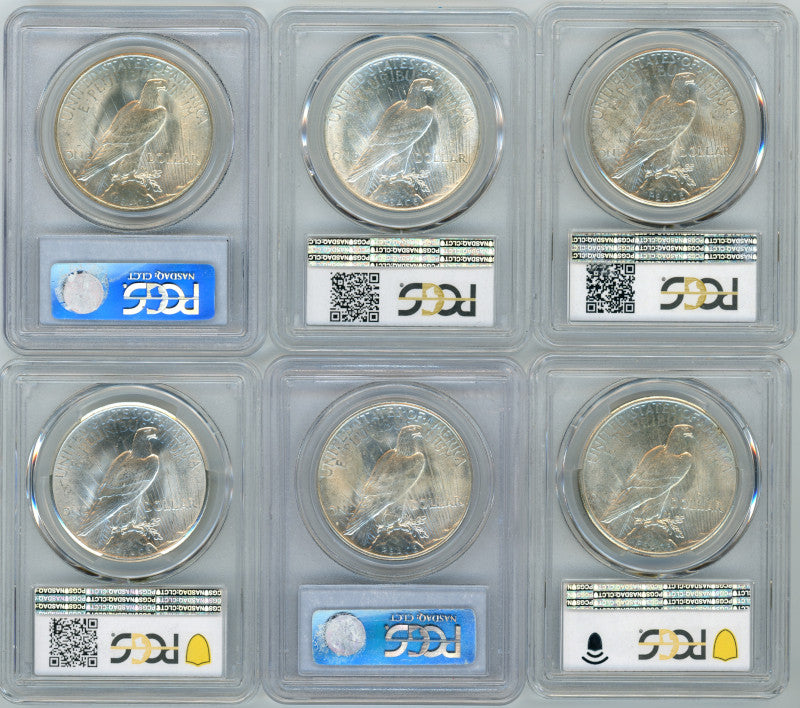 1921-1935 Peace Dollar PCGS Mint State 24 Coin Set