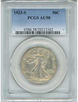 1923-S 50C Walking Liberty Half Dollar PCGS AU58