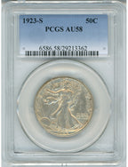 1923-S 50C Walking Liberty Half Dollar PCGS AU58