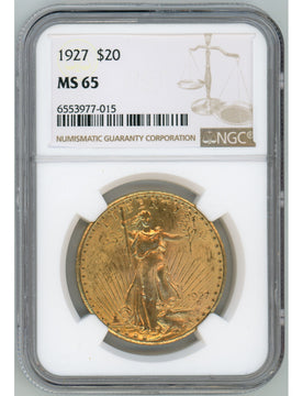 1927 $20 Saint Saint-Gaudens Double Eagle NGC MS65