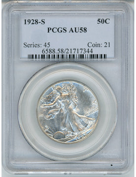 1928-S 50 Walking Liberty Half Dollar PCGS AU58