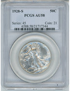 1928-S 50 Walking Liberty Half Dollar PCGS AU58