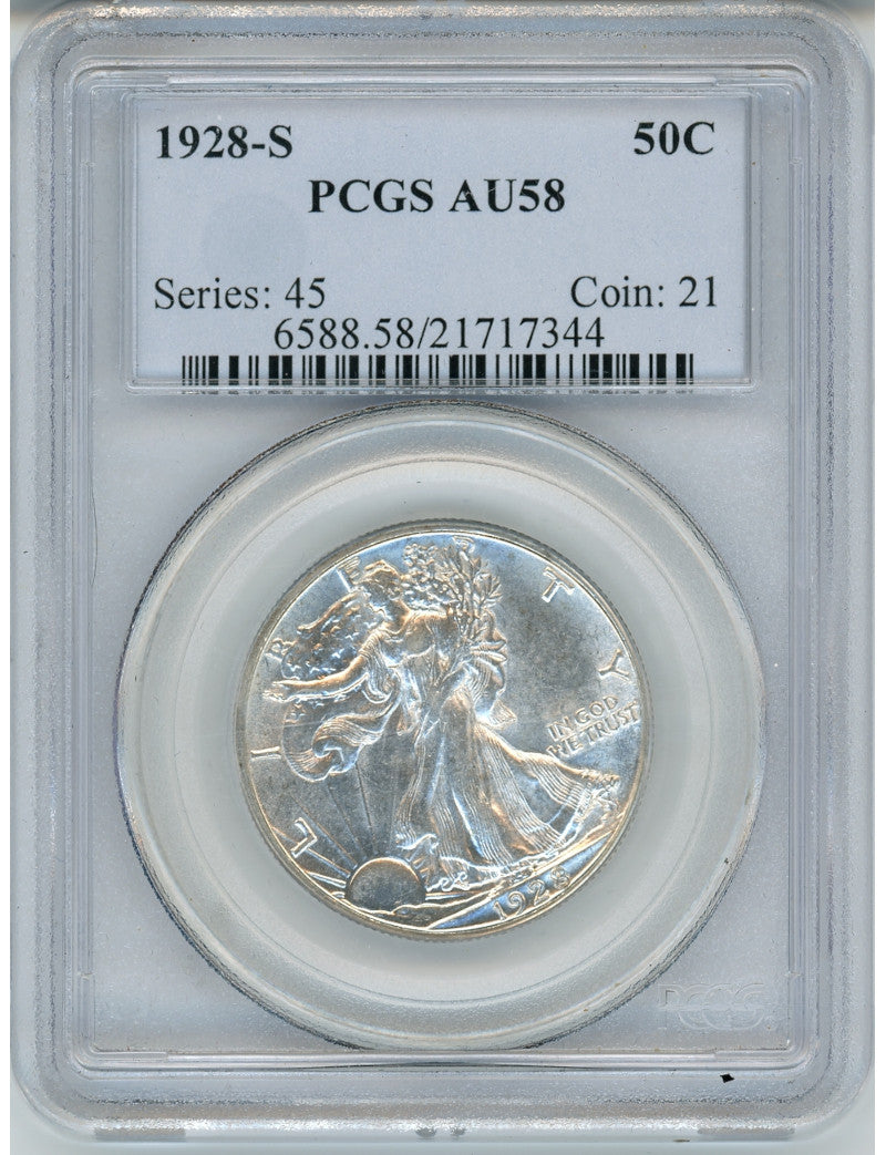 1928-S 50 Walking Liberty Half Dollar PCGS AU58