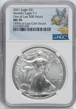 2021 American Silver Eagle Type 1 At Dusk & Dawn 35th Anniversary 197th To Last NGC MS70